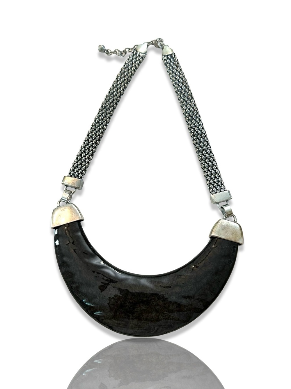VTG Statement Black Crescent Plate Pendant Necklace - Punk Girl